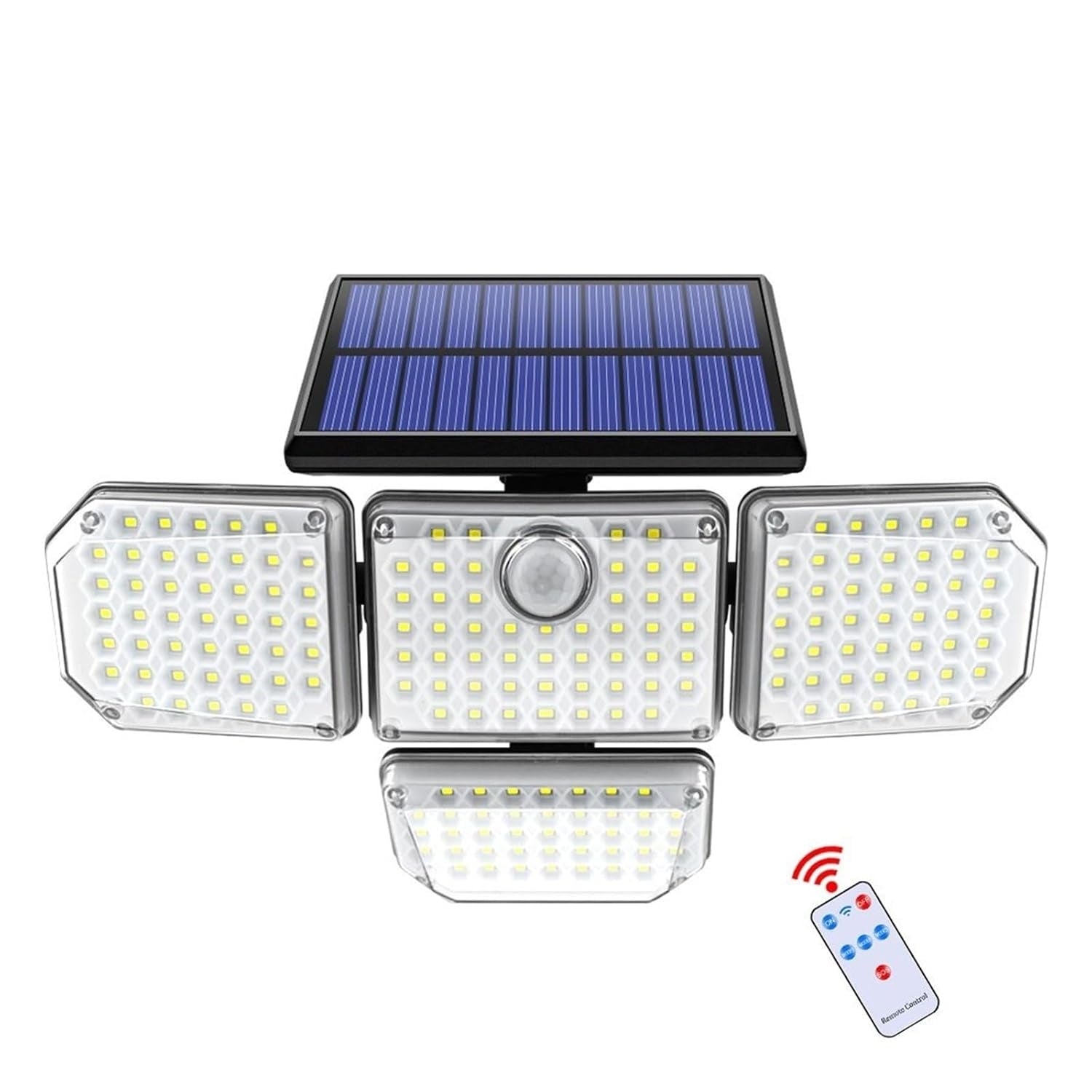 Lampa solara LED de exterior, autonoma, cu detector miscare pana la 5m, telecomanda, rezistenta la apa IP65, 2400mAh, 9W, 20x29x10cm