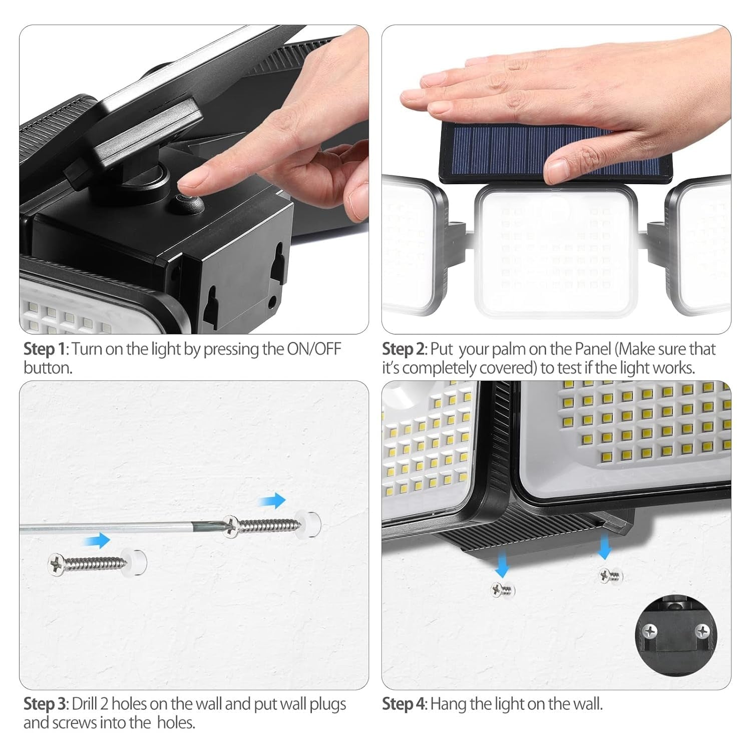 Lampa solara LED de exterior, autonoma, cu detector miscare pana la 5m, telecomanda, rezistenta la apa IP65, 2400mAh, 9W, 20x29x10cm